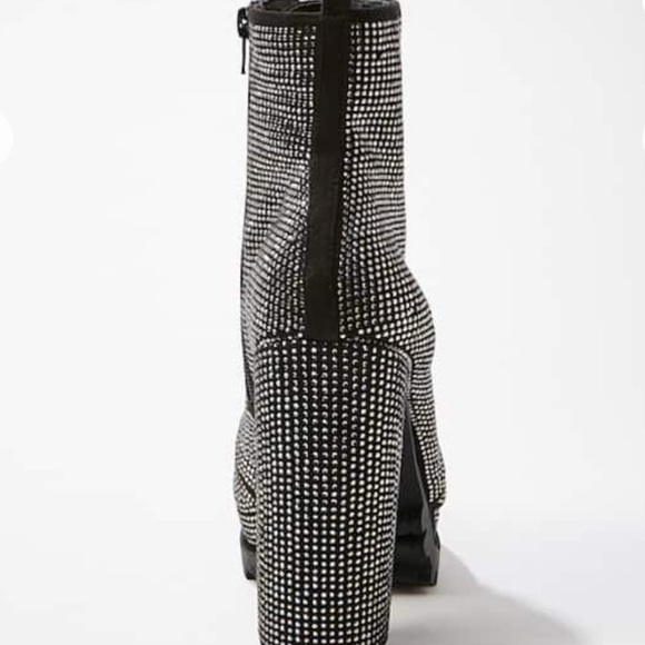 Black and Silver Studded Platform Boots - Picture 2 of 3